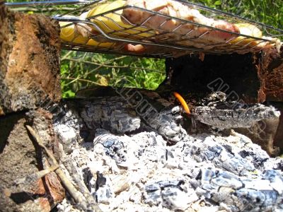 Little fire under the barbeque