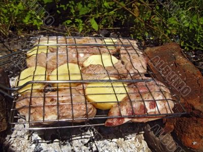 Barbeque on the bonfire