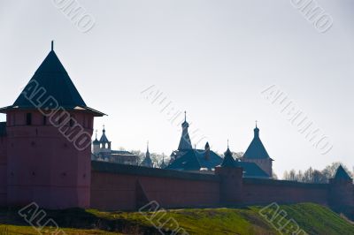 Morning fog in russian ancient Kremlin