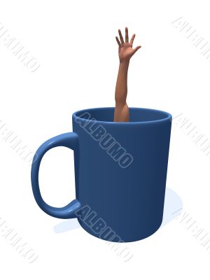 mug with human arm