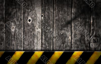 planks with warning stripes