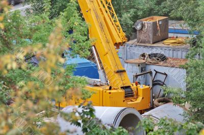 part of a crane at a construction site