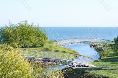 Pedestrian bridges across the river