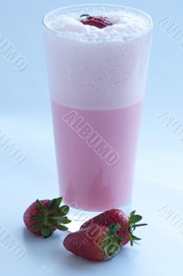 Strawberry Milkshake with fresh strawberries