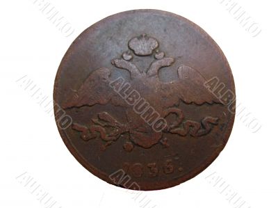 One old russian coin isolate