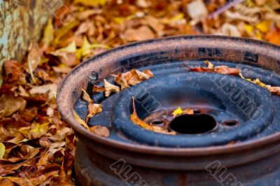 Rusty tire rim 