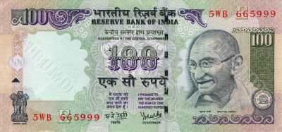 100 rupees bill of India 100 rupees bill of India