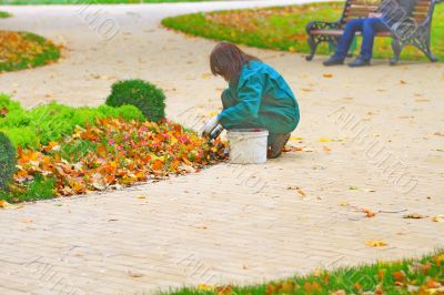 girl gardener at work