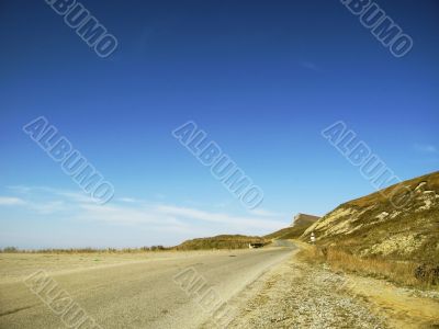 Caucasus landscape and autumn nature in daylight