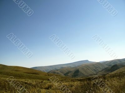 Caucasus landscape and autumn nature in daylight