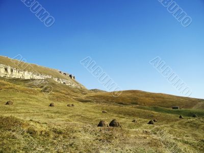 Caucasus mountains landscape and autumn nature