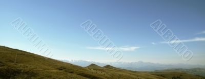 Caucasus landscape and autumn nature in daylight