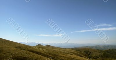 Caucasus landscape and autumn nature in daylight