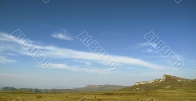 Caucasus landscape and autumn nature in daylight