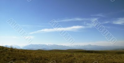 Caucasus landscape and autumn nature in daylight