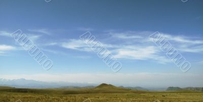 Caucasus landscape and autumn nature in daylight