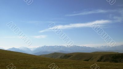 Caucasus landscape and autumn nature in daylight