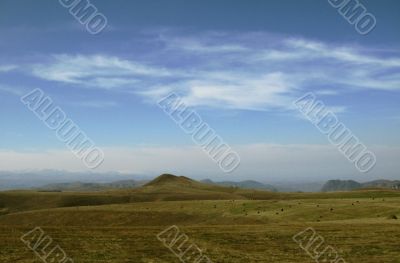 Caucasus landscape and autumn nature in daylight