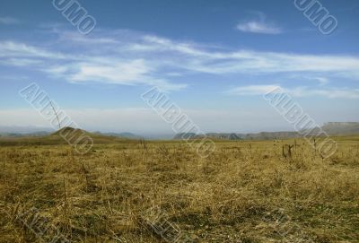 Caucasus landscape and autumn nature in daylight