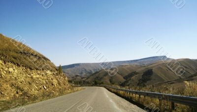 Caucasus landscape and autumn nature in daylight