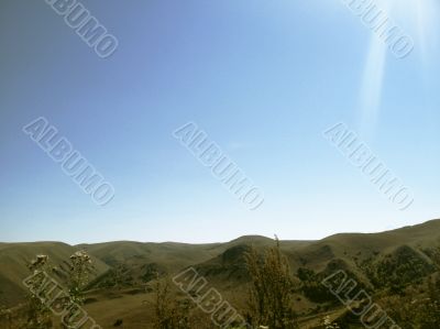 Caucasus landscape and autumn nature in daylight