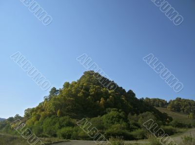 Caucasus landscape and autumn nature in daylight