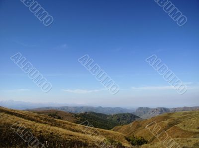 Caucasus landscape and autumn nature in daylight