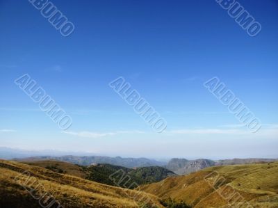 Caucasus landscape and autumn nature in daylight