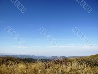 Caucasus landscape and autumn nature in daylight