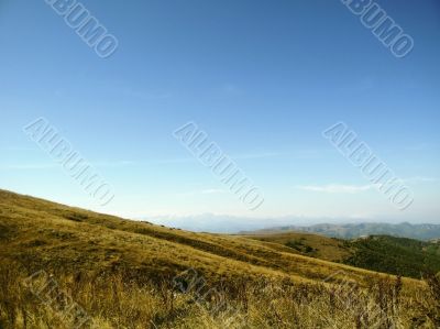 Caucasus landscape and autumn nature in daylight