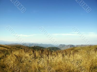 Caucasus landscape and autumn nature in daylight