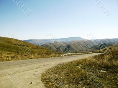 Caucasus landscape and autumn nature in daylight