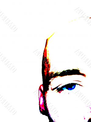 Half face of the man with blue eye Half face of the man with blue eye