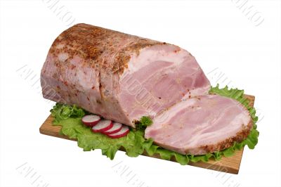 Smoked meat on wooden board. Smoked meat on wooden board.