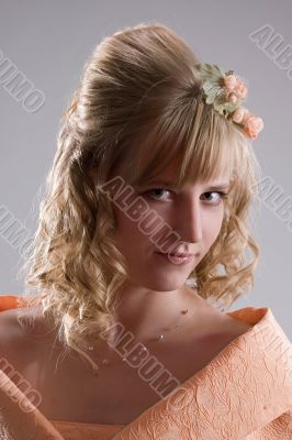 Bride in cream dress. Portrait 1