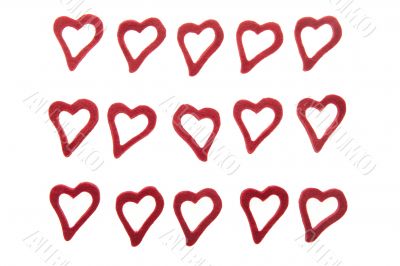 Hearts on white background 