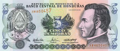 5 lempira bill of Honduras 5 lempira bill of Honduras