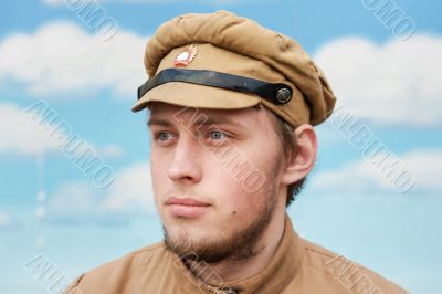 Portrait of soldier in retro style picture