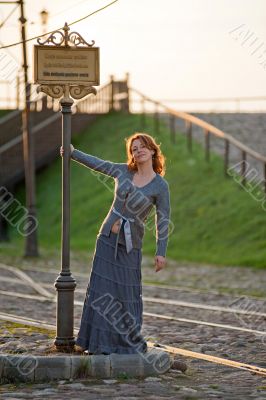 Women on the tram stop