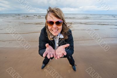 Adult woman at the sea