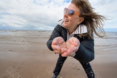 Adult woman at the sea