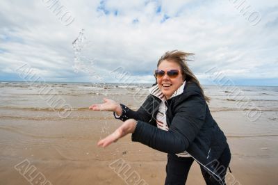 Adult woman at the sea