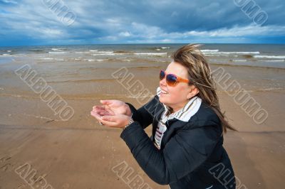 Adult woman at the sea