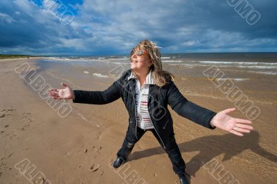 Adult woman at the sea