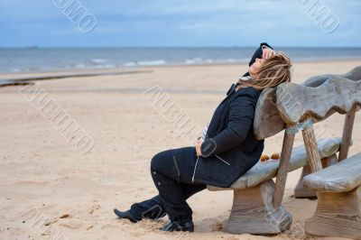 Adult woman at the sea