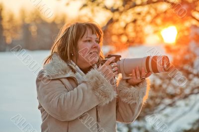 Photographer on sunset