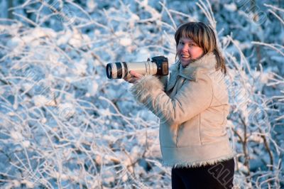 Woman with photo camera Woman with photo camera