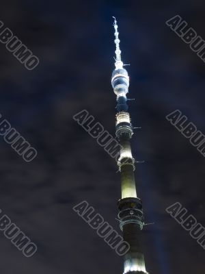 Ostankino Tower in the night sky