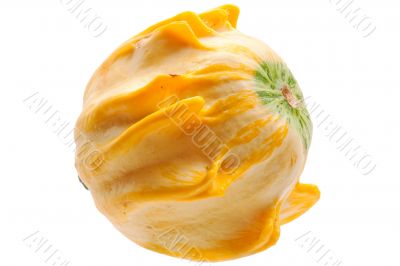 Yellow pumpkin isolated on white background.