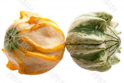 Colourful pumpkins isolated on white background.